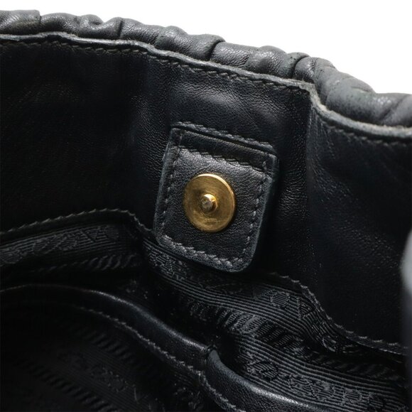 PRADA Black Leather Shoulder Bag with Gold Hardware - Picture 7 of 7